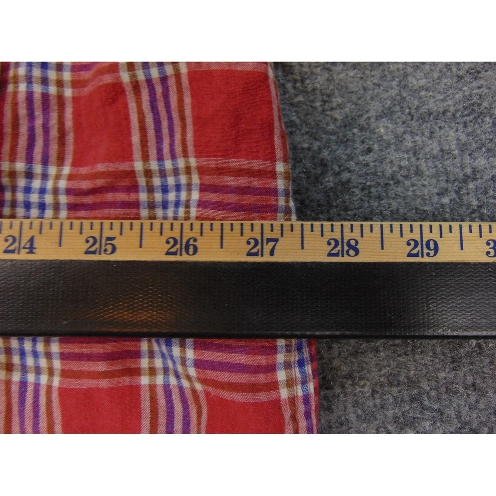 Scott Barber Shirt Mens 2XL Short Sleeve Red Plaid 100% Linen Button Up Summer‎